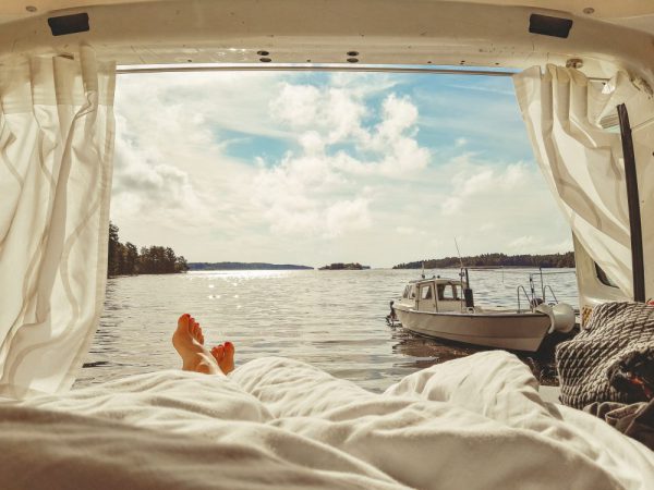 Ausblick aus Campervan in Schweden